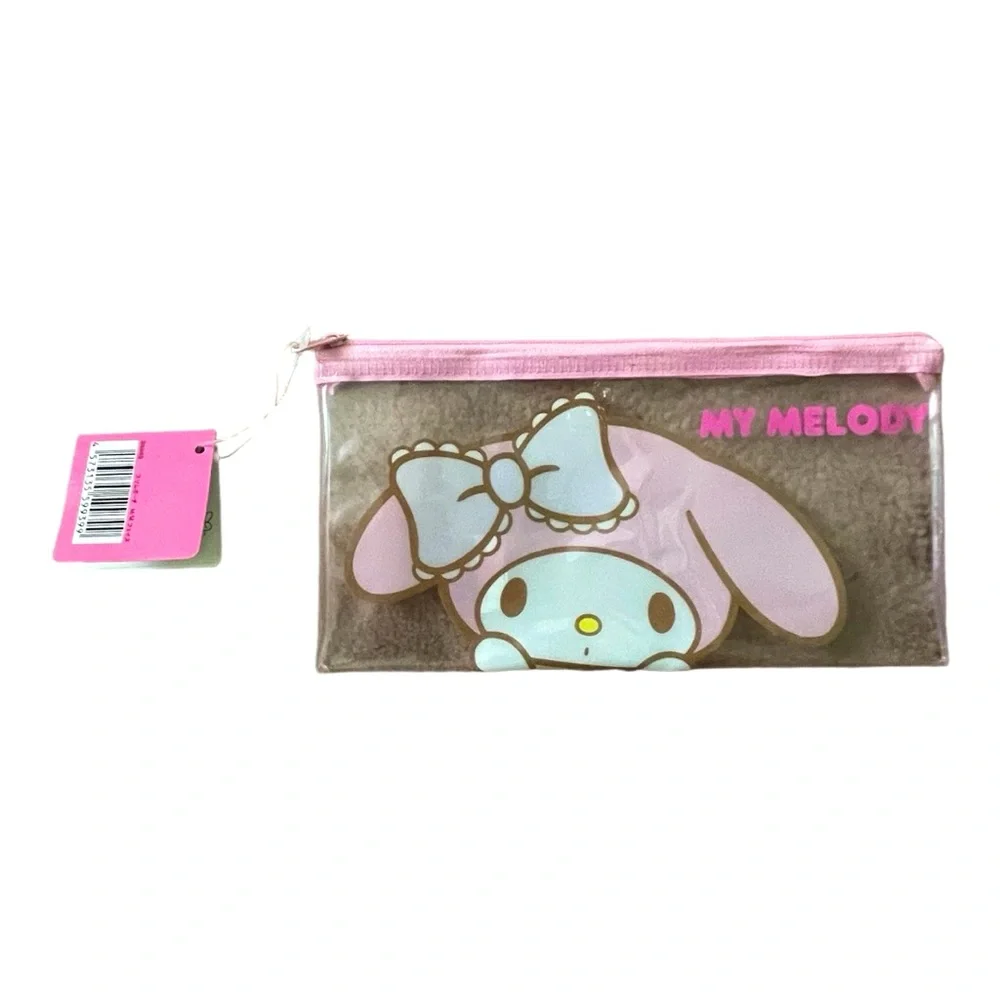 New NWT Sanrio My Melody Pencil Case Pouch Makeup Bag Clear Plastic